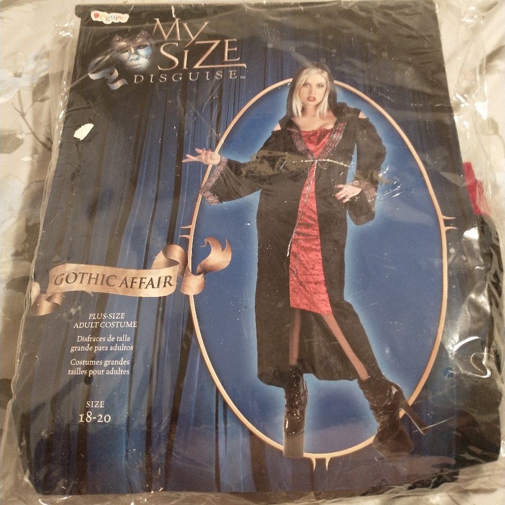 Gothic Plus Size 2x, 18/20, Black & Red Halloween Costume